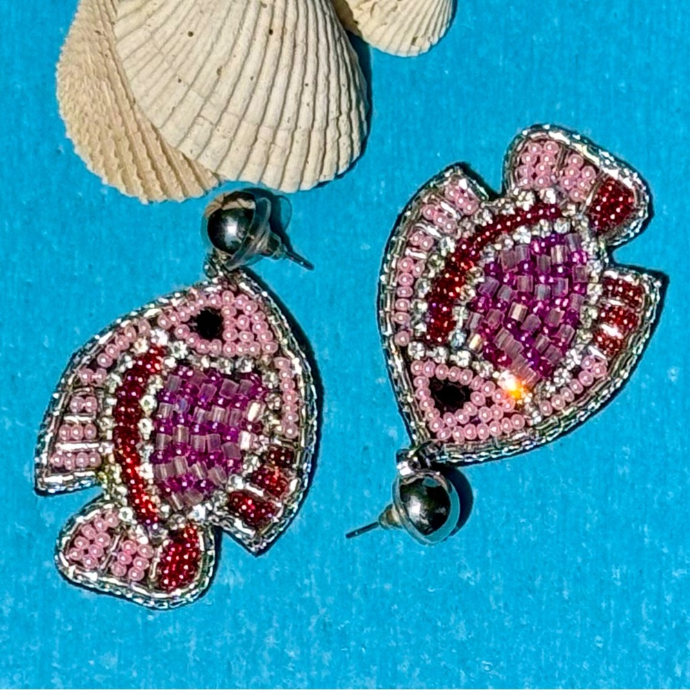 Bohemian Beadwork Earrings Handmade - Picture 2 of 5